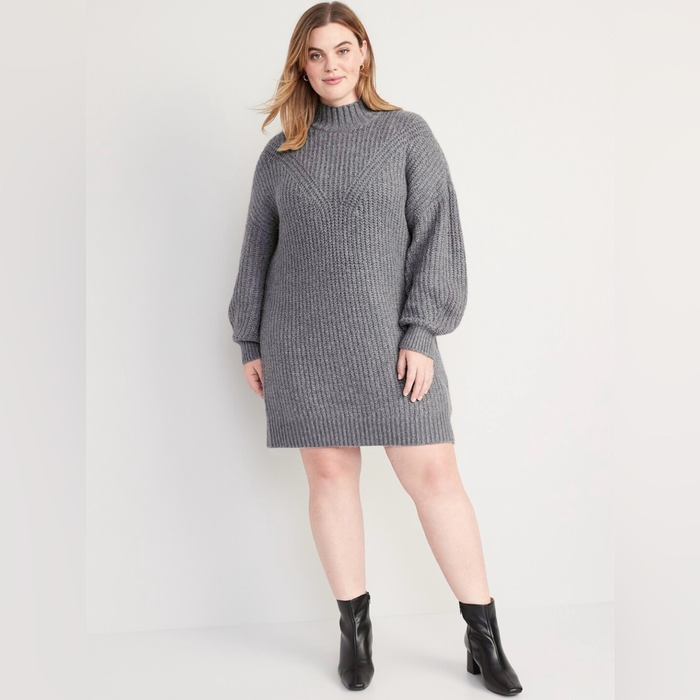 Long-Sleeve Relaxed Mock-Neck Mini Sweater Shift Dress | Old Navy